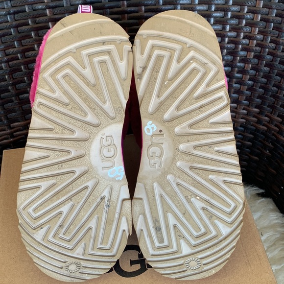 UGG Fluff Mini Quilted 1103612K Boys Fuchsia Pink Suede/Sheepskin Boots - Picture 12 of 16